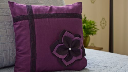 Purple And Black Flower Sham