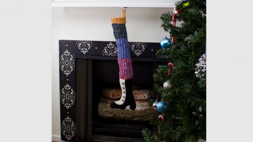 Victorian Boot Stocking At Fireplace