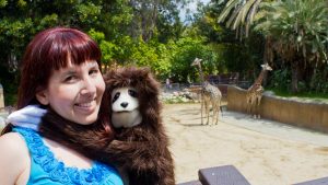 Stanley The Sloth Puppet And Professor Pincushion Visiting Giraffes